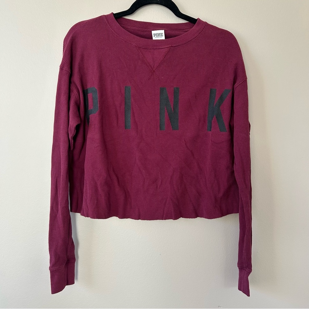 PINK Victoria's Secret Women's Maroon Crew Neck Sweater